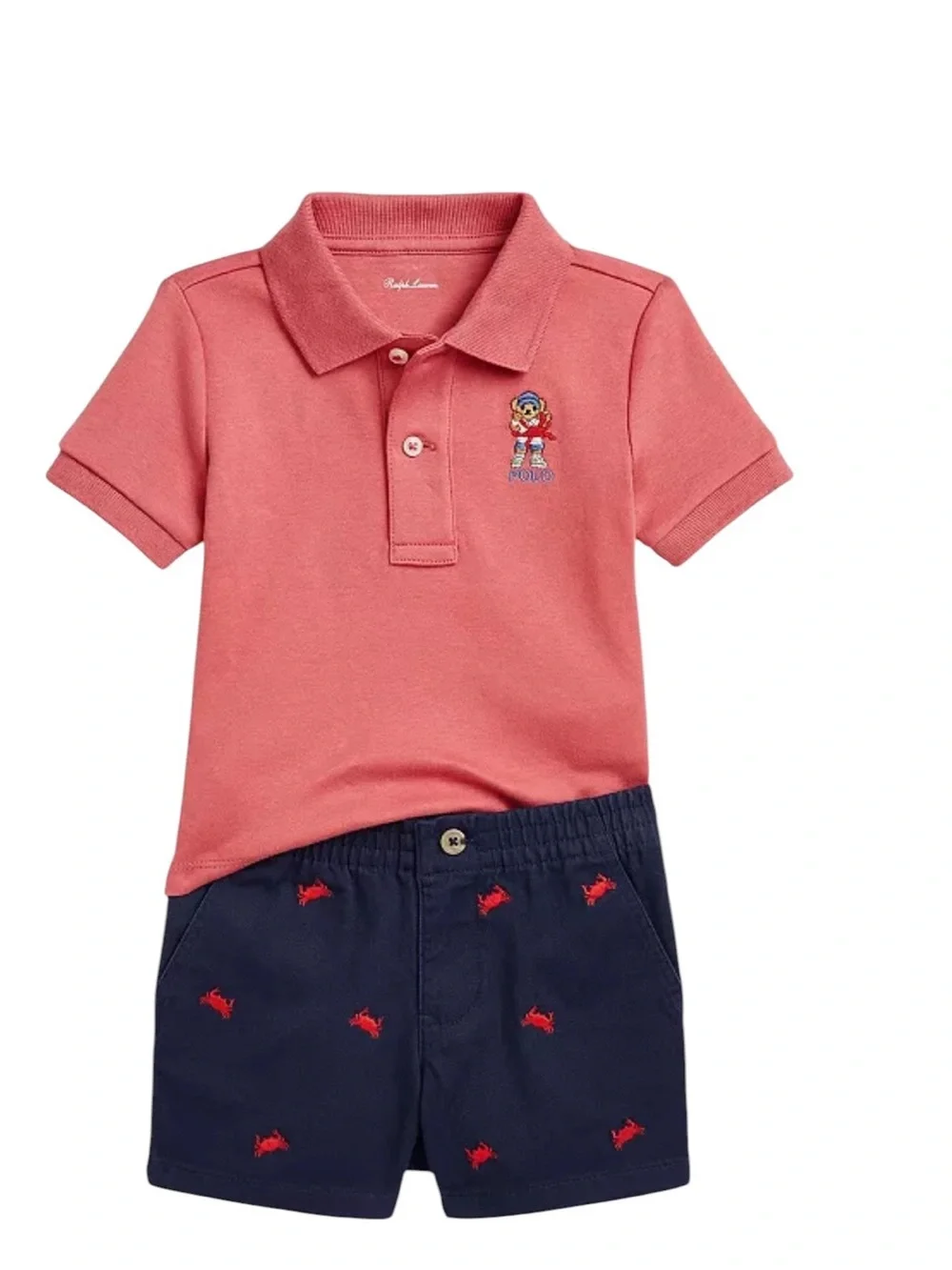 Ralph Lauren Baby Boys Cotton Polo‎ Shirt & Embroidered Short Set Classic Preppy